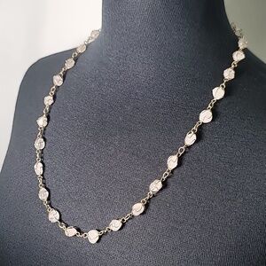 12" GEMSTONE Wire Necklace Gold Pink Stone Opaque Beaded StrandEL